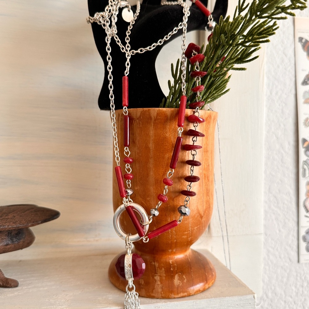 Elegant Red and Silver Necklace